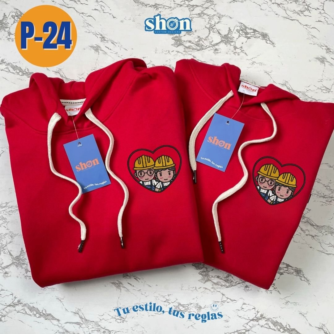 J1a64nRq27eByF4ObiVt PAR DE POLERAS CON CAPUCHA-MY LOVE - Imagen 1